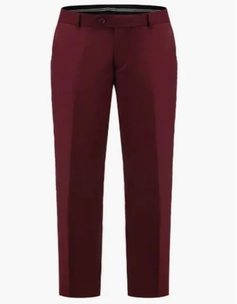 Burgundy Shawl Collar Vested Tuxedo Suit