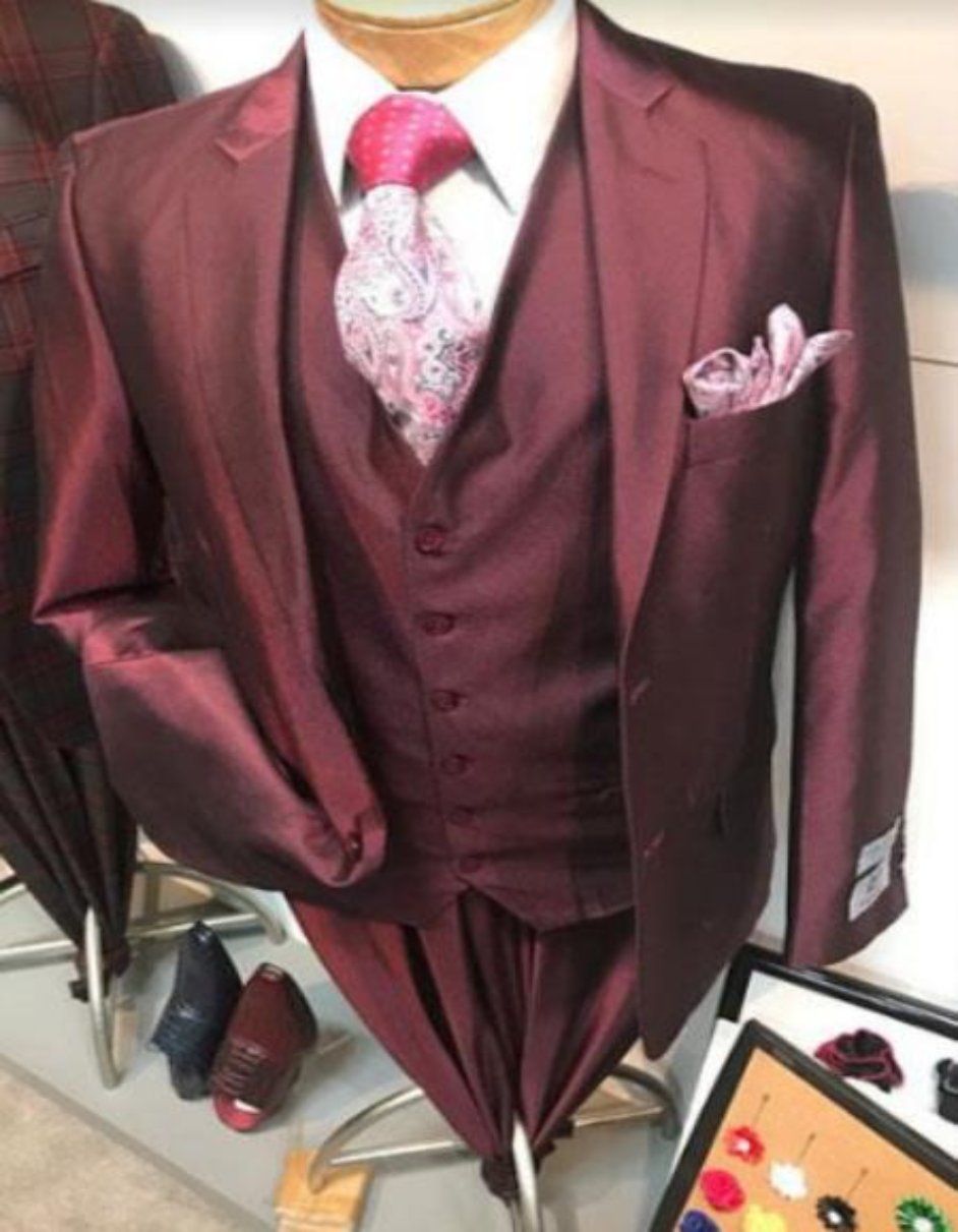 Burgundy Shiny 3-Piece Tuxedo