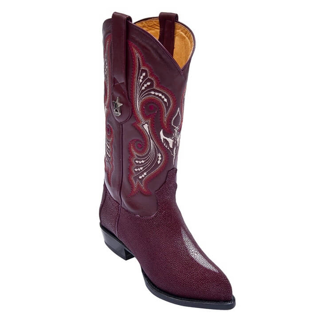 Burgundy Stingray Leather J Toe Boots by Los Altos
