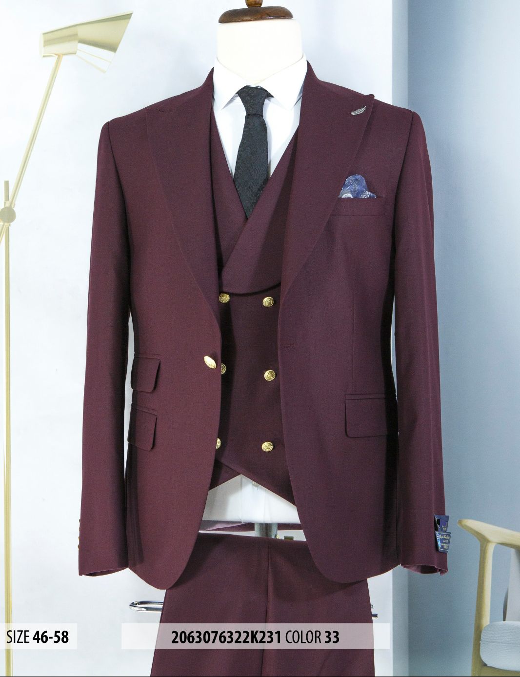 Ivory & Gold Button Cream Peak Lapel Wedding Suit