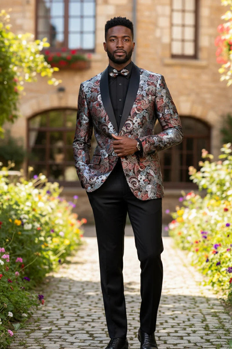 Burgundy Tuxedo Jacket