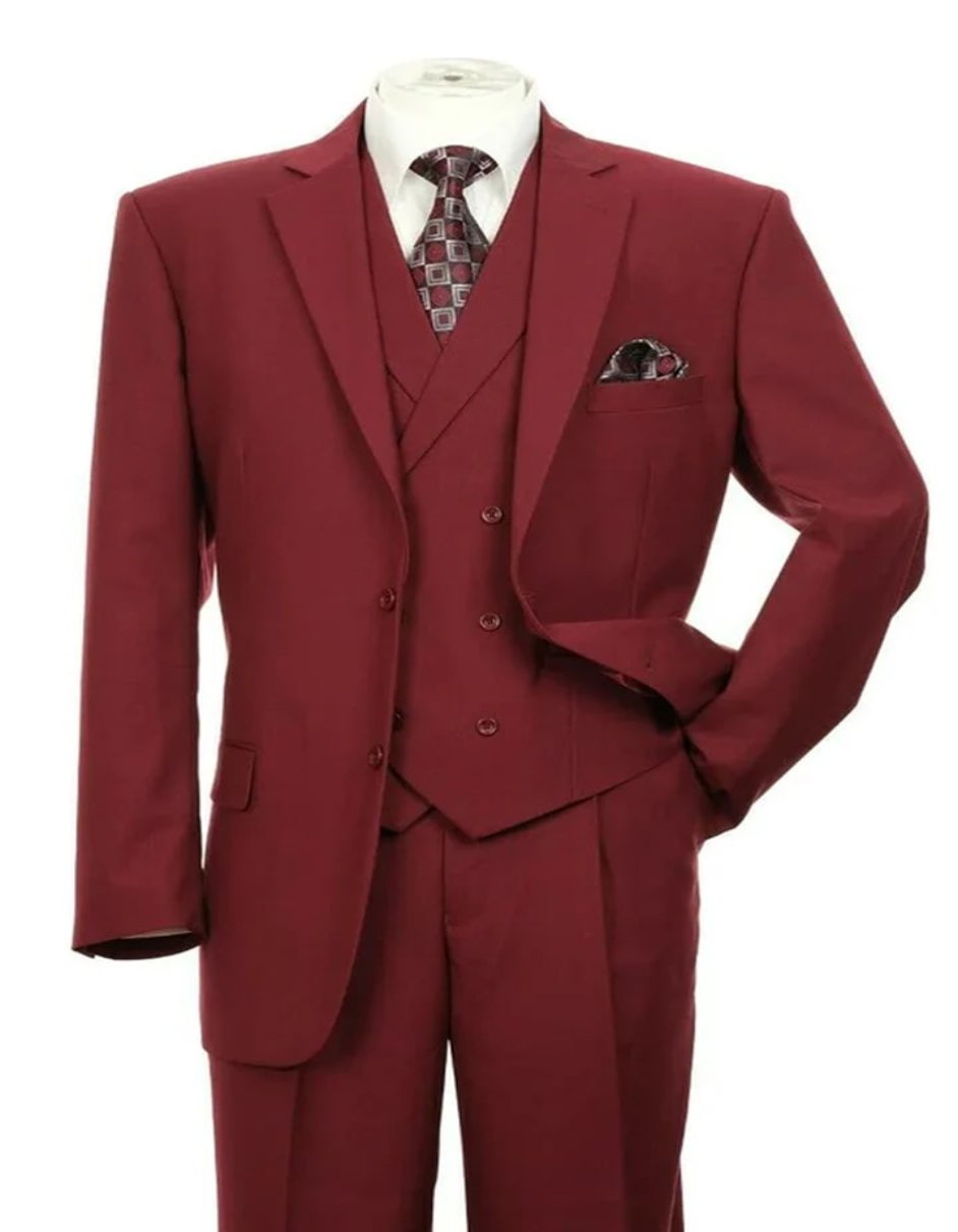 Classic Burgundy Double Breasted Men's Suit