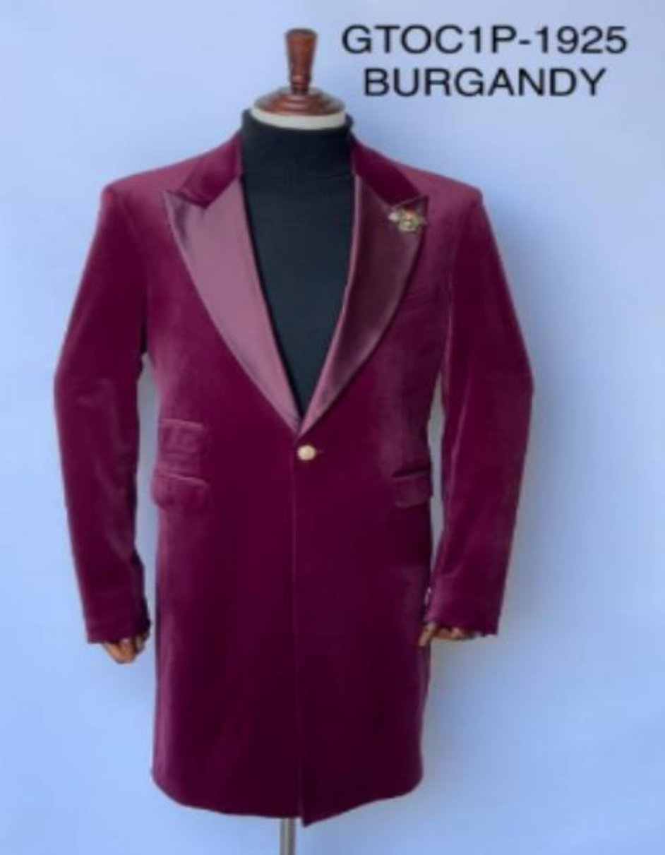 Velvet Burgundy Cutaway Tuxedo Tail Suit