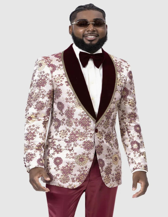 Mens Burgundy Prom Tuxedo Maroon Vintage Suit
