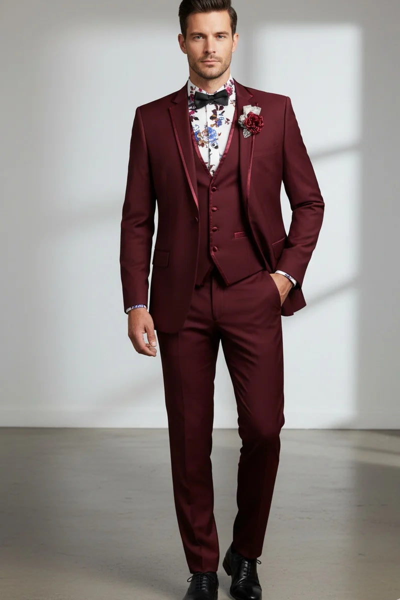 Burgundy Vinci 2-Button Notch Tuxedo