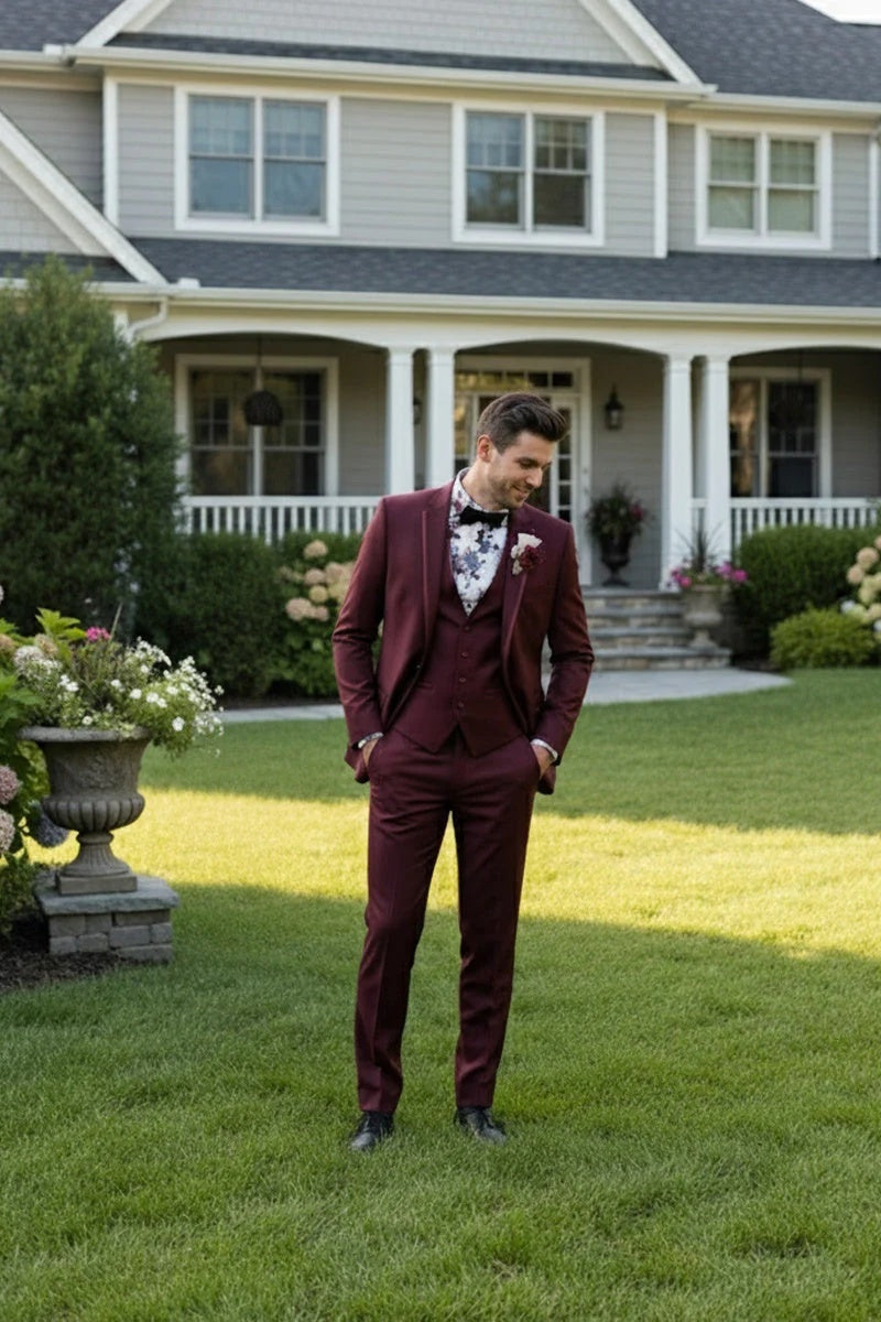 Burgundy Vinci 2-Button Notch Tuxedo