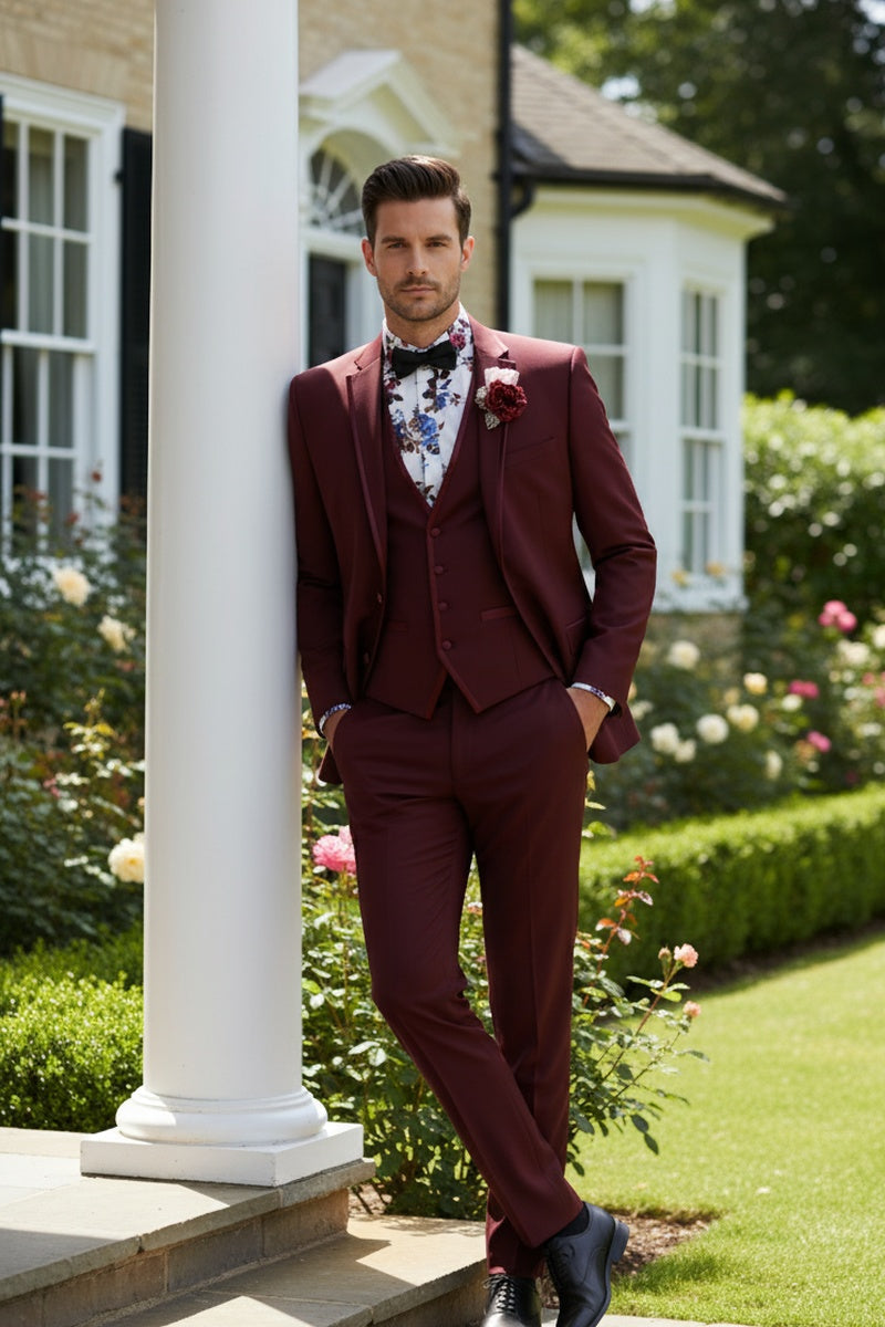 Burgundy Vinci 2-Button Notch Tuxedo