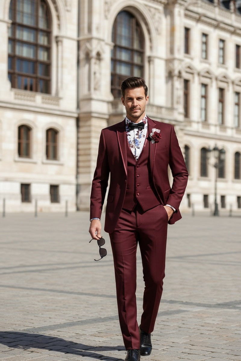 Burgundy Vinci 2-Button Notch Tuxedo