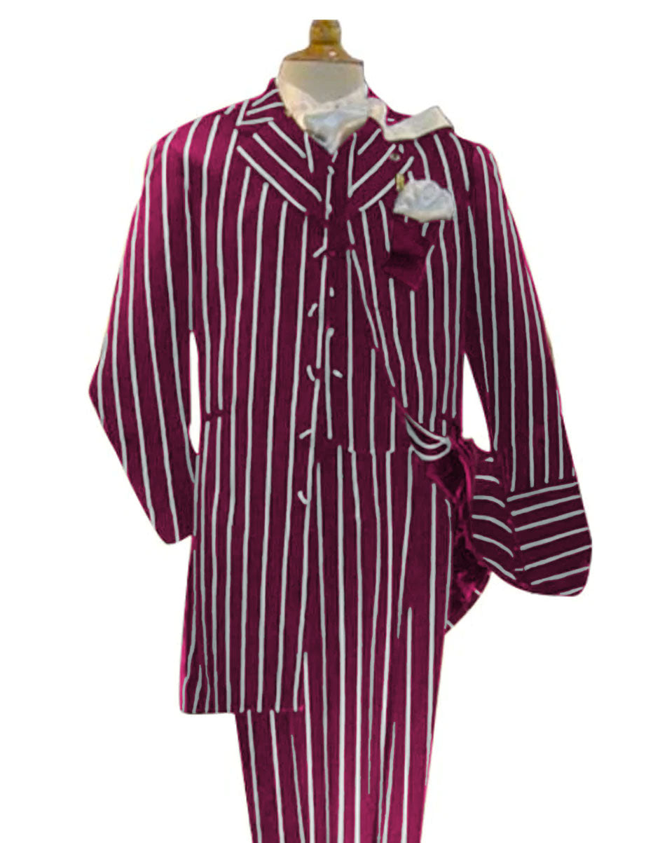 1920s Gangster Burgundy Pinstripe Men's Suit