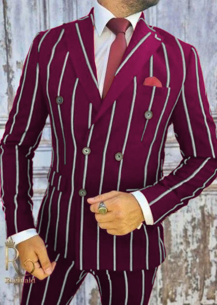1920s Burgundy Pinstripe Gangster Suit