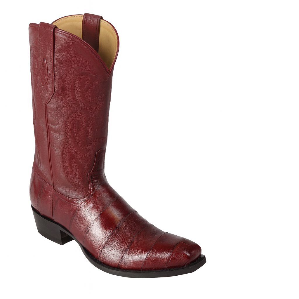 Mens Eel Cowboy Boot - "Burgundy" Boot