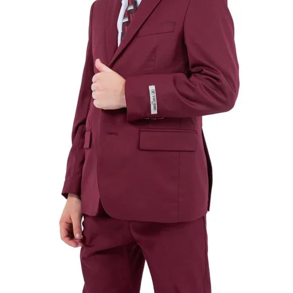 Stacy Adams Boys' 5-Piece Slim Burgundy Suit