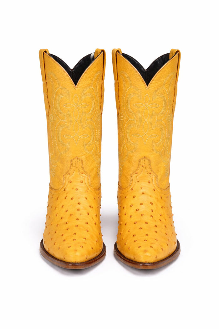 Buttercup Ostrich Print Boots Pointed Toe