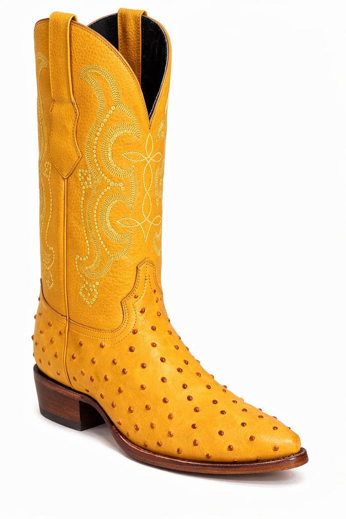 Buttercup Ostrich Print Boots Pointed Toe