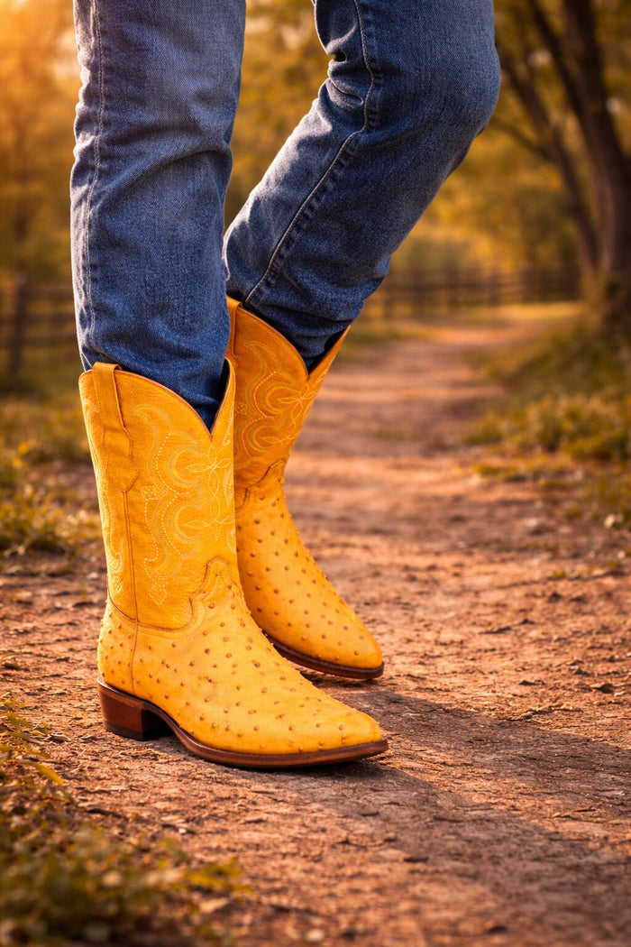 Buttercup Ostrich Print Boots Pointed Toe