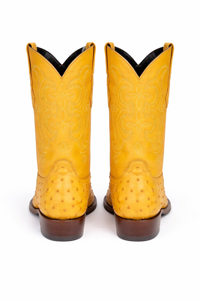 Buttercup Ostrich Print Boots Pointed Toe