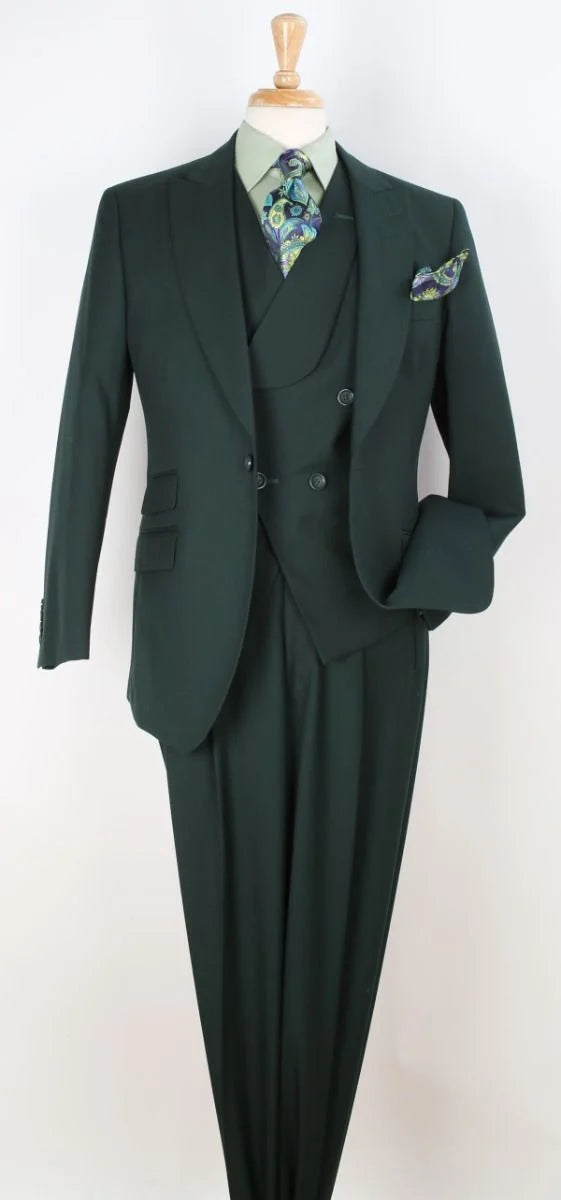 Men's 100% Wool 3 Piece Suit Slanted Fashion Vest