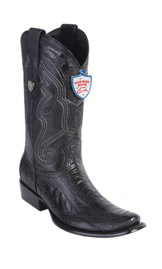 Wild West Ostrich Leg Boots Dubai Toe Black