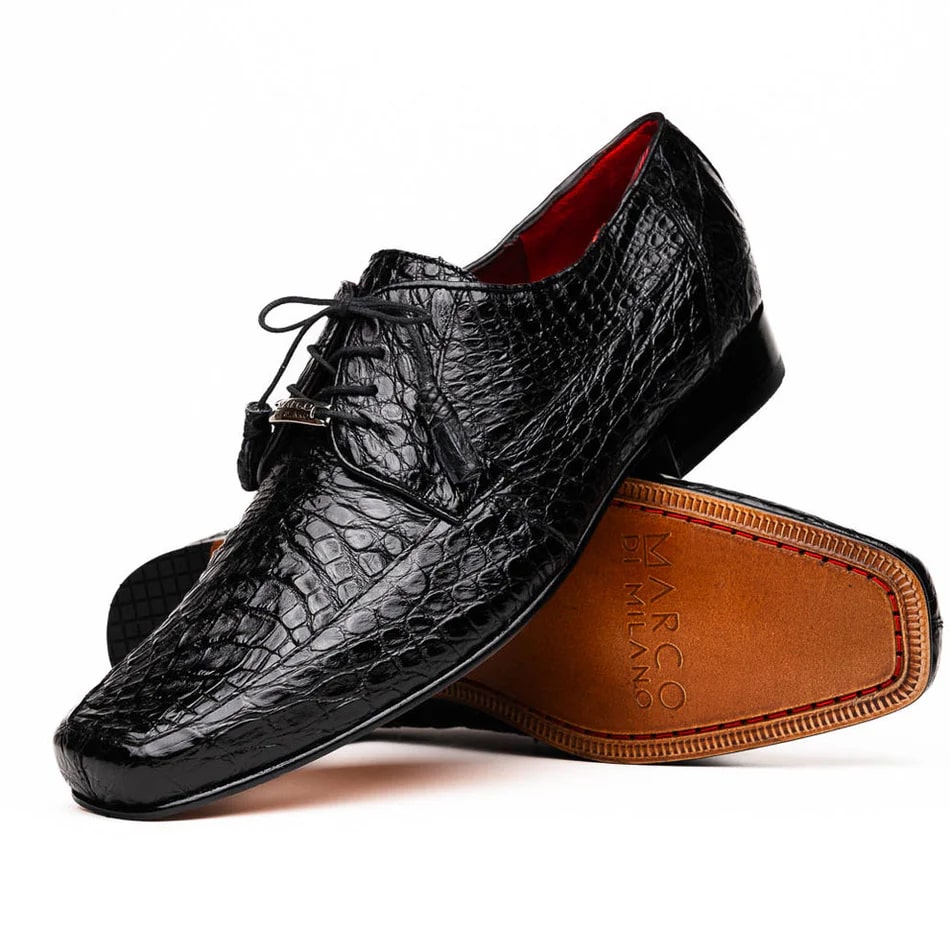 Marco Di Milano Leonardo Black Caiman Derby Oxfords