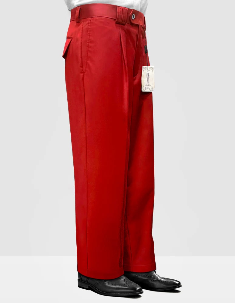 Solid Red Wide Leg Pants for Men