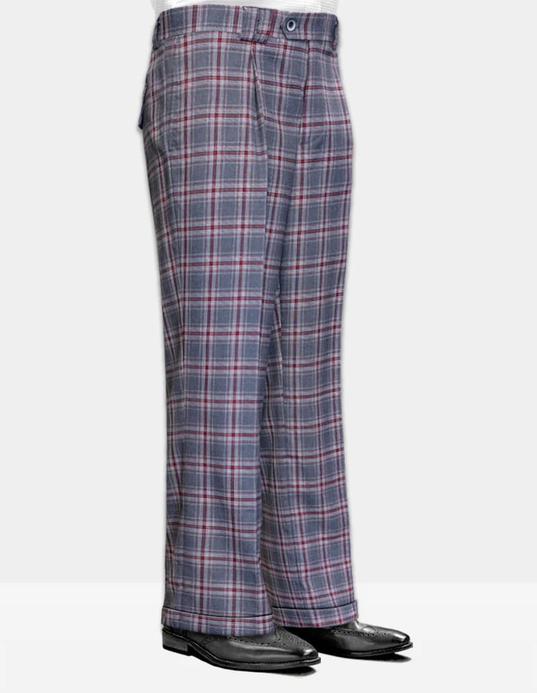 Wide Leg Plaid Pants in Charcoal by Statement Clothing
