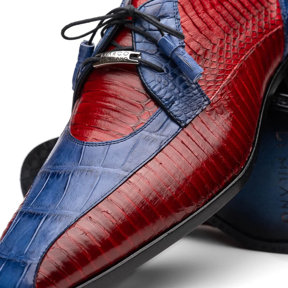 Moncalieri Navy & Red Alligator & Cobra Derby Oxfords