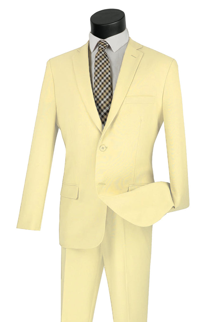 Mens Classic 2 Button Poplin Suit Ivory