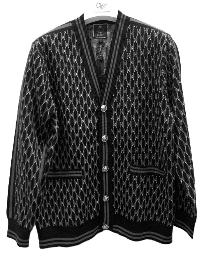 Cigar Couture Gray Patterned Cardigan Sweater