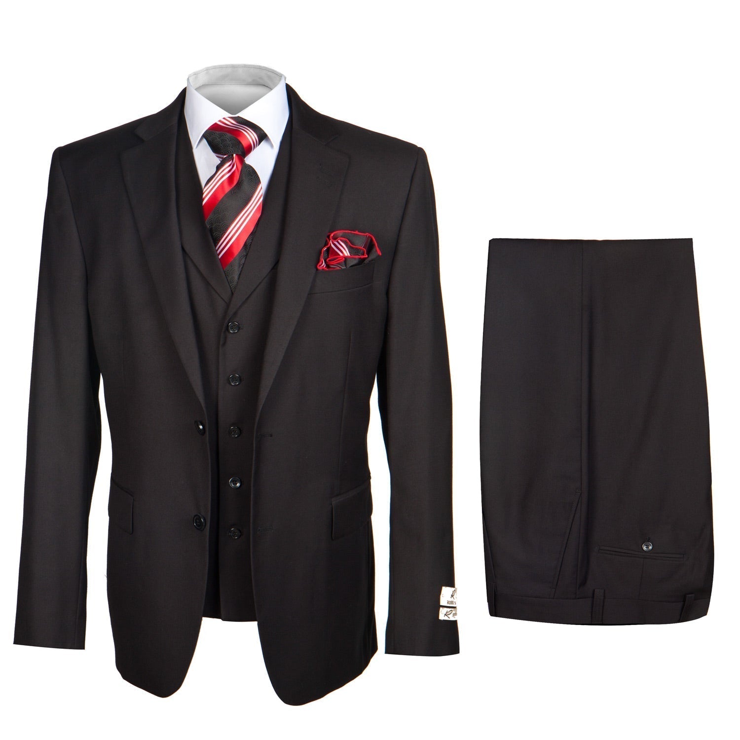 ROSSI MAN 3 PIECE SUIT CYRUS RM101 Black Wool