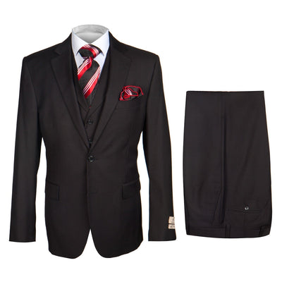 ROSSI MAN 3 PIECE SUIT CYRUS RM101 Black Wool