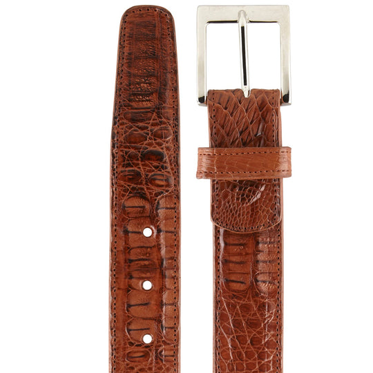Belvedere Caiman Crocodile Dress Belt - Sport Rust