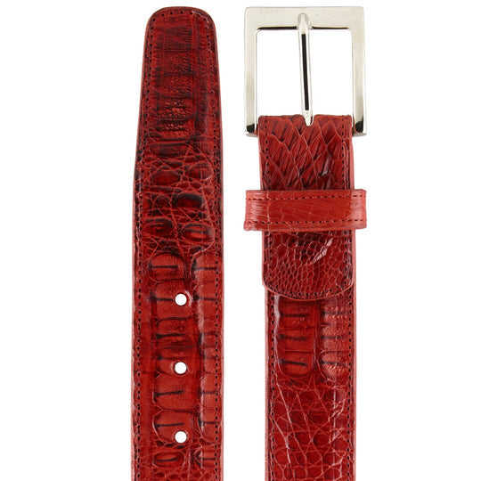 Red Caiman Crocodile Belt by Belvedere
