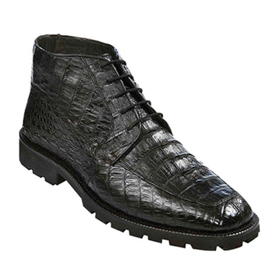 Los Altos Caiman Hornback Black Ankle Boots