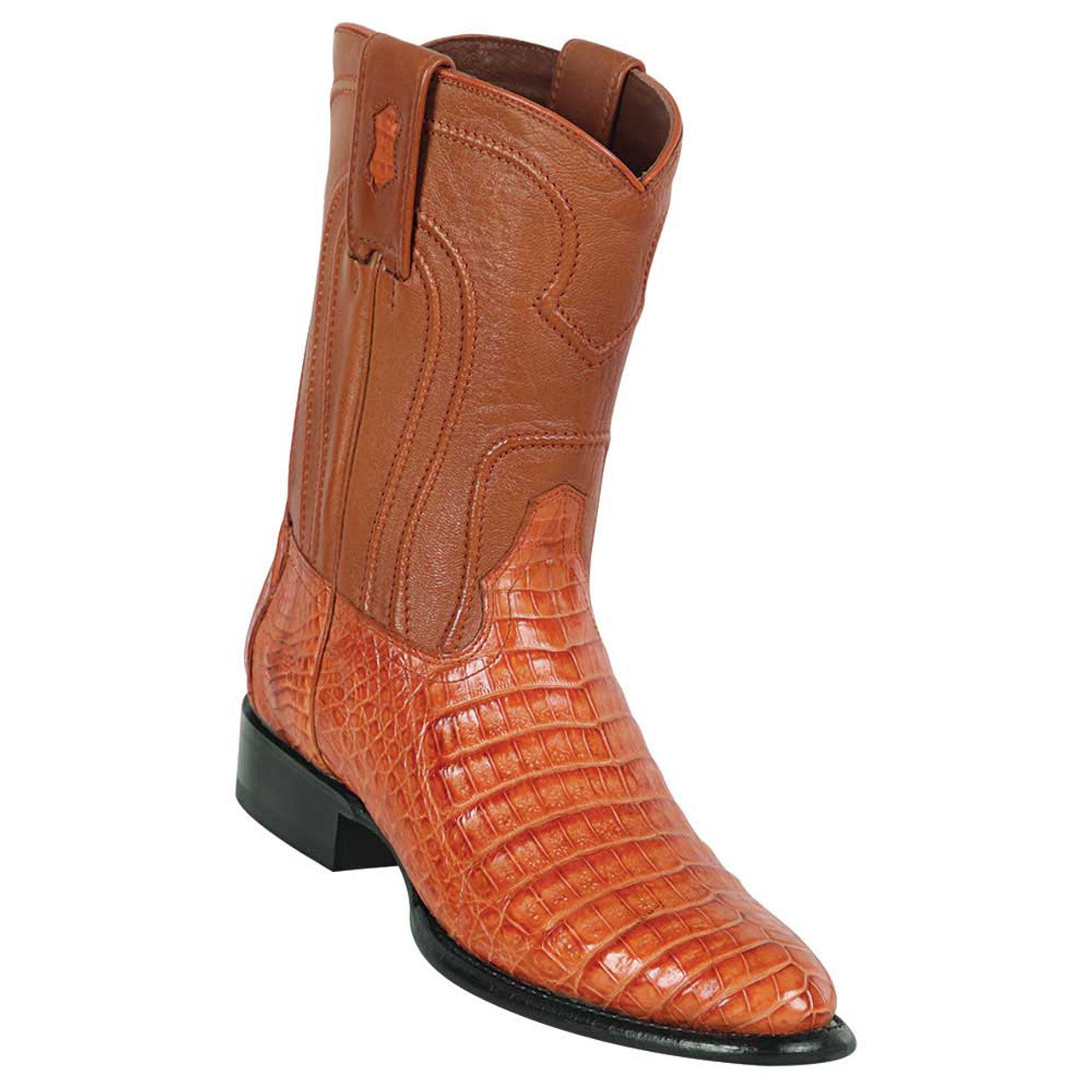Los Altos Caiman Belly Cognac Roper Toe Boots