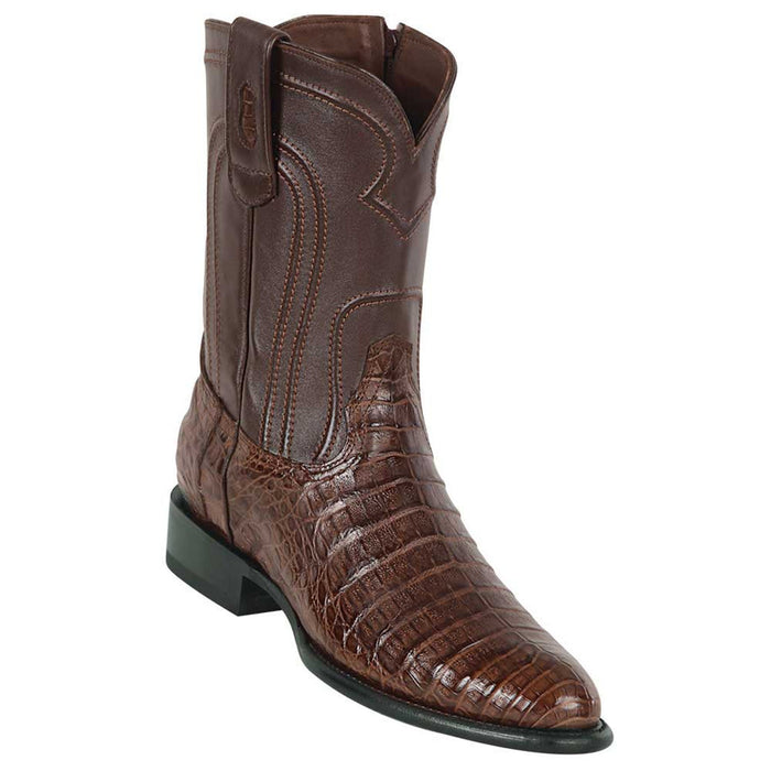Los Altos Caiman Belly Brown Roper Toe Boots