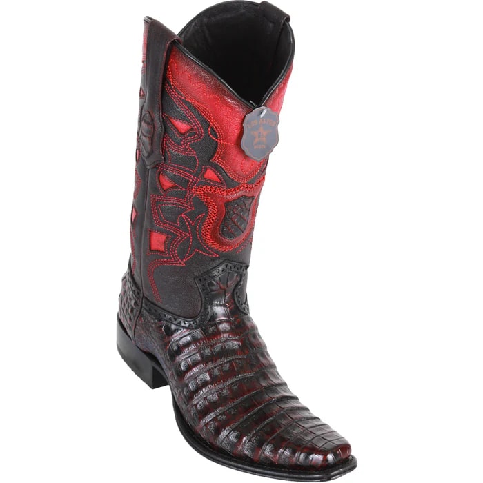 Black Cherry Caiman European Toe Cowboy Boots