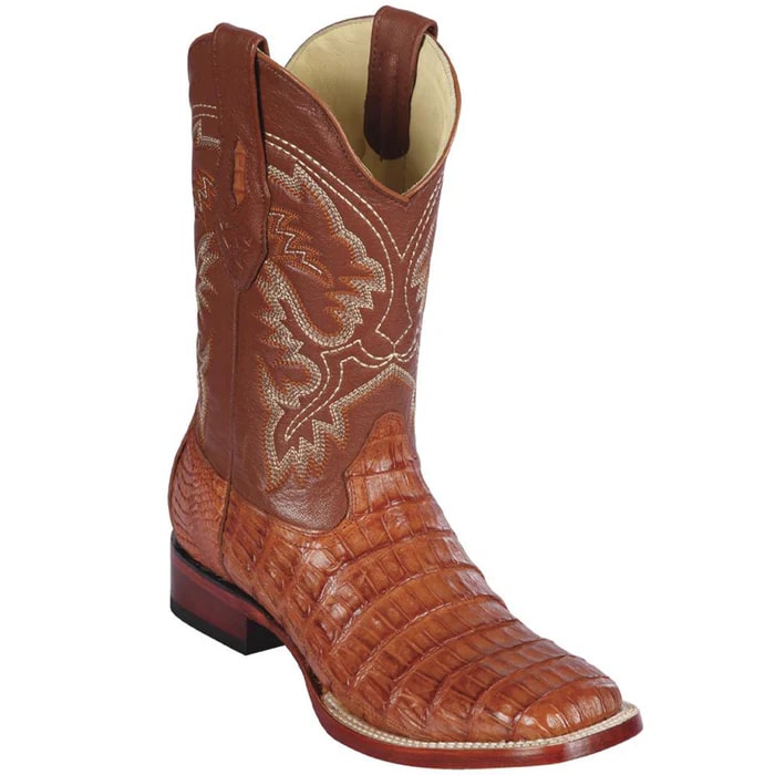 Caiman Square Toe Cognac Cowboy Boots for Men