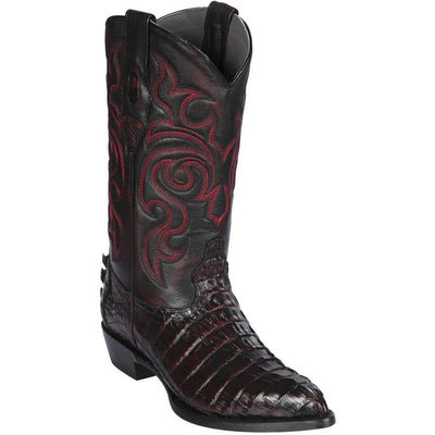 Black Cherry Caiman J Toe Western Boots