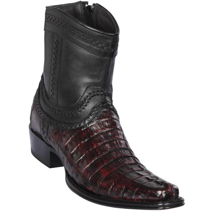 Black Cherry European Square Toe Caiman Boots