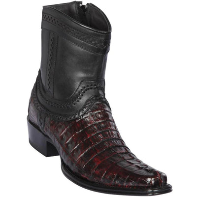 Black Cherry European Square Toe Caiman Boots