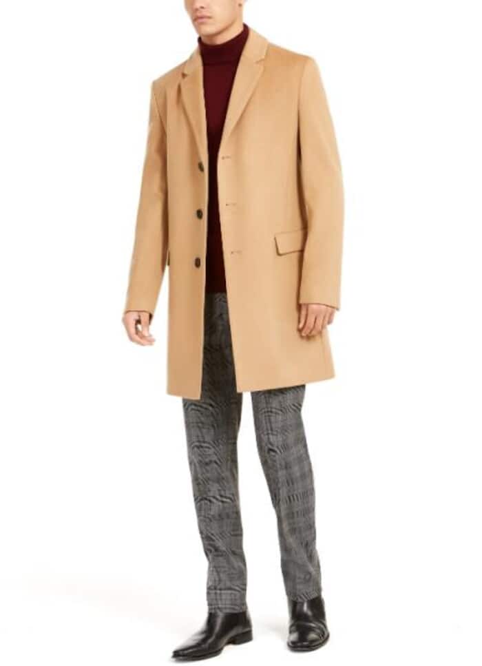 Long Camel Winter Topcoat for Men