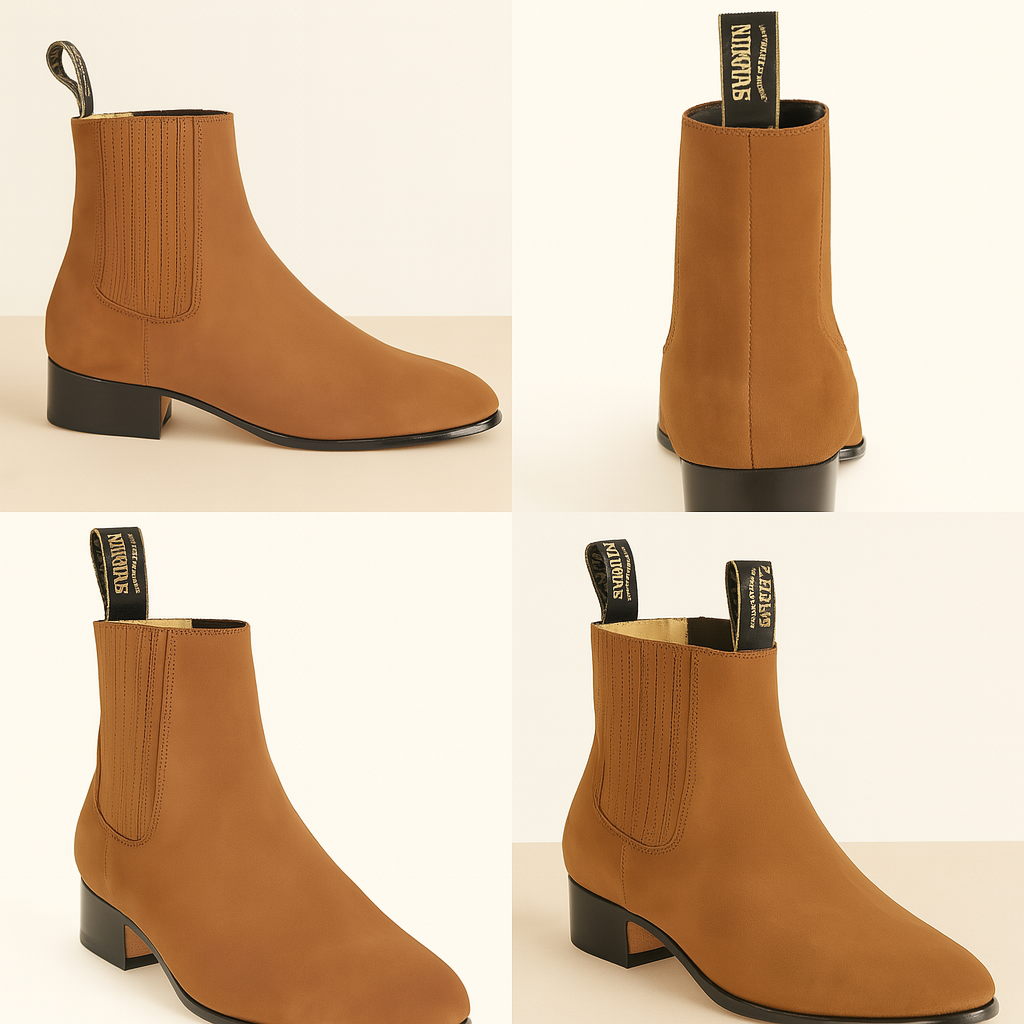 Camel Los Altos Boots Men's Charro Botin Short Ankle Suede Boots