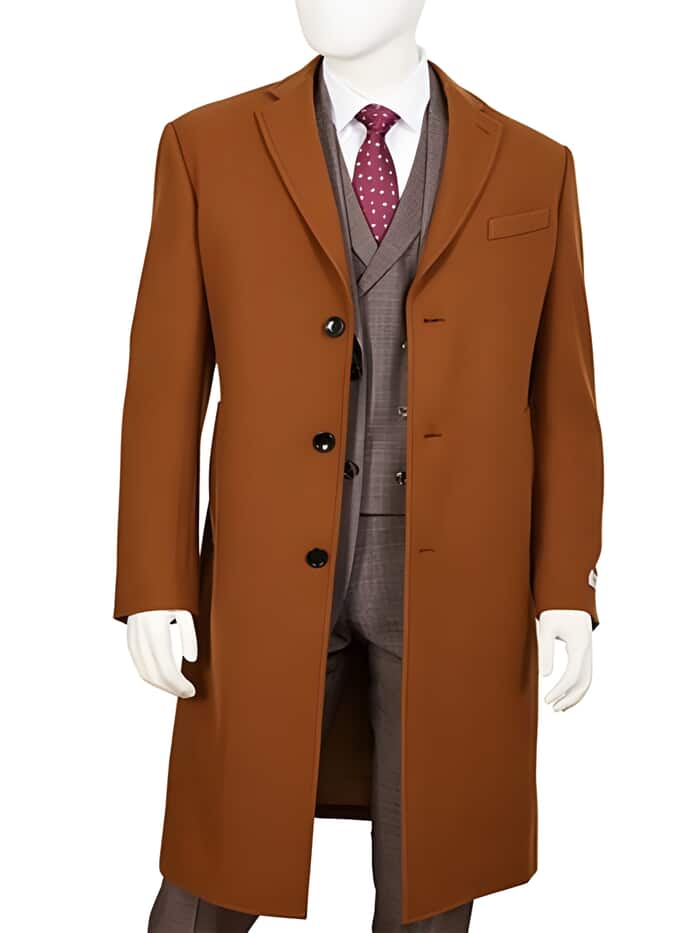 Wool-Cashmere Blend 3/4 Overcoat for Men