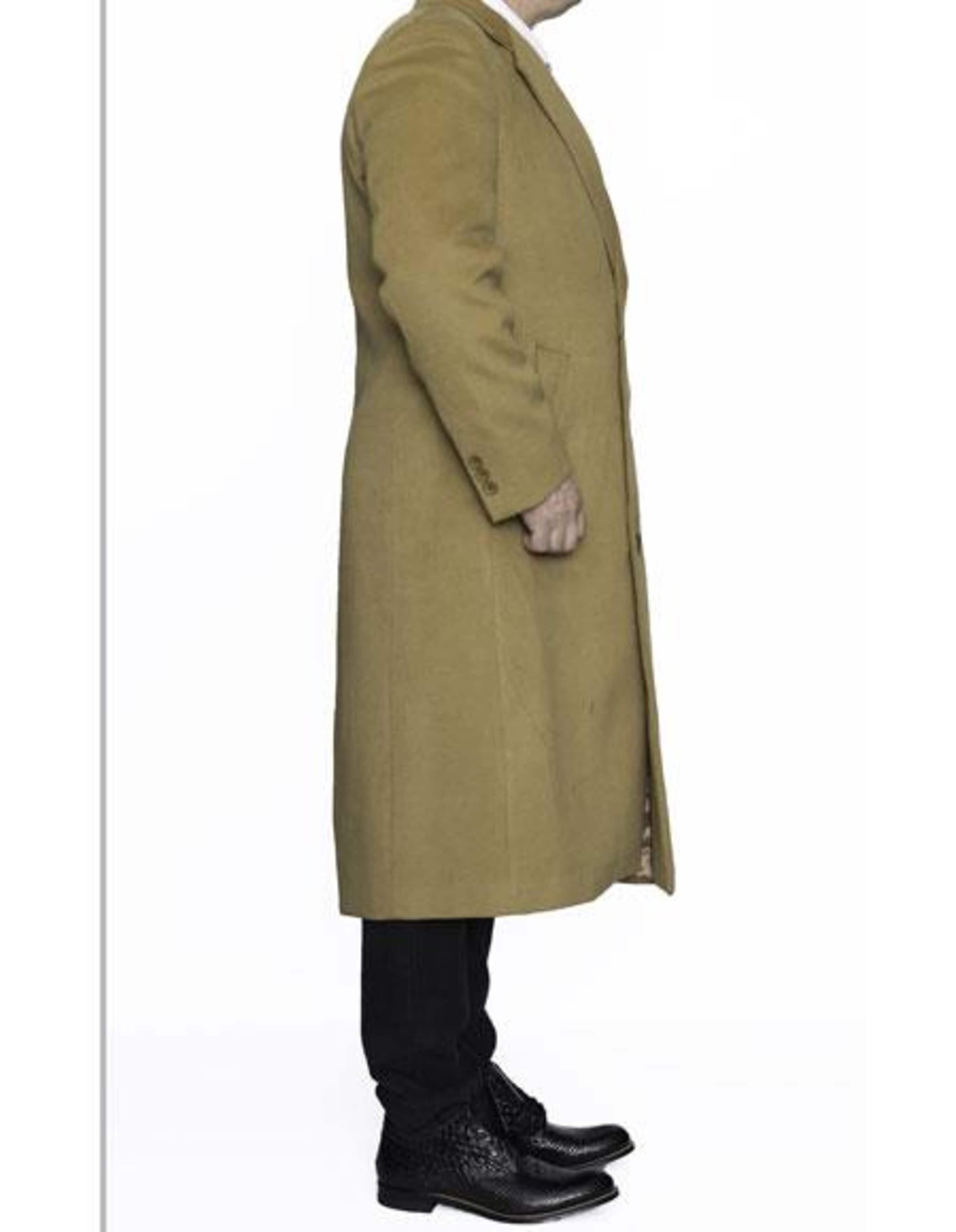 Camel Full Length Wool Dress Overcoat - 3 Button