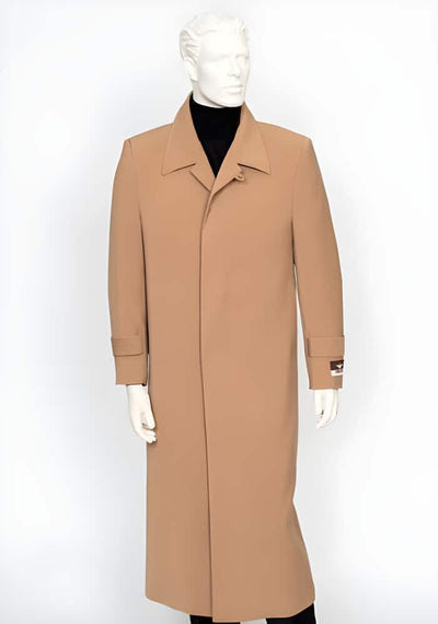 Men's Camel Full Length 4-Button Maxi Coat
