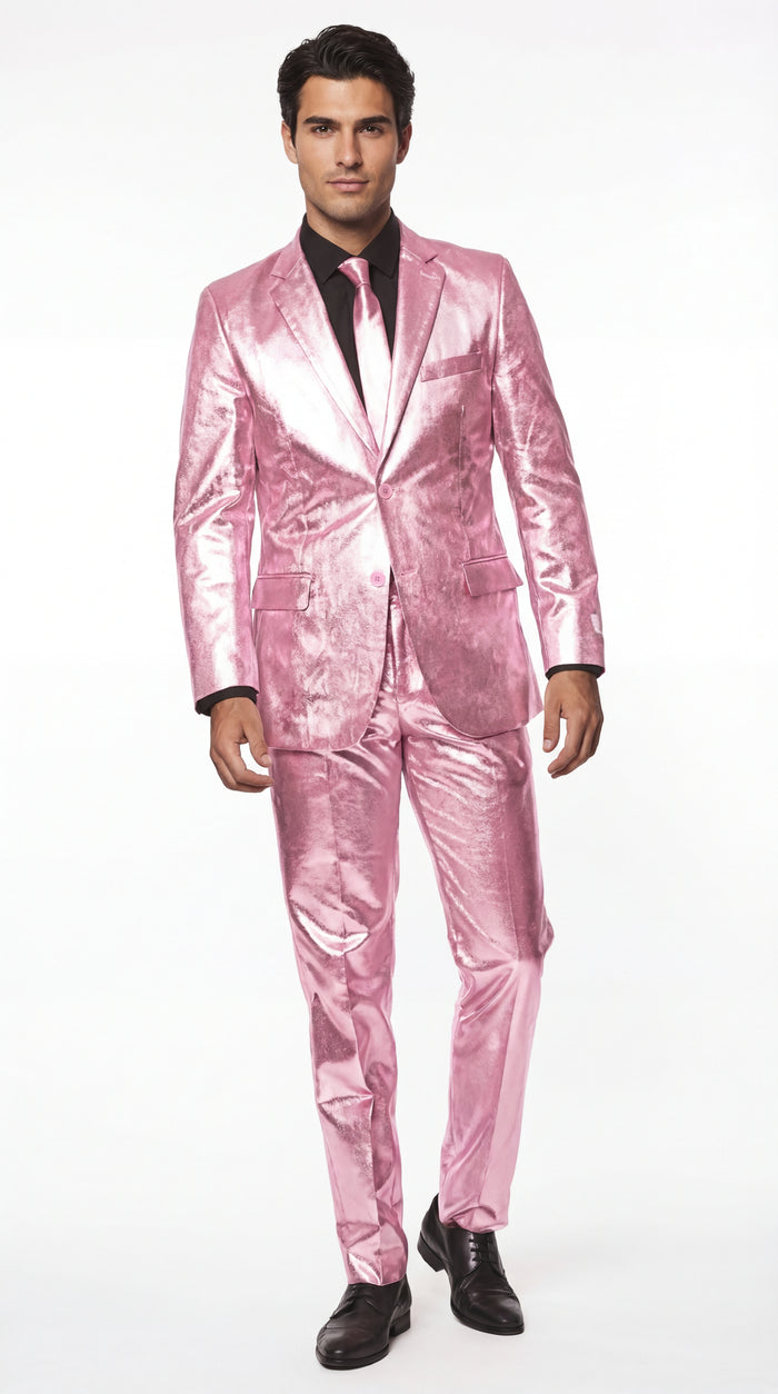 Shiny Metallic Party Pink Suit