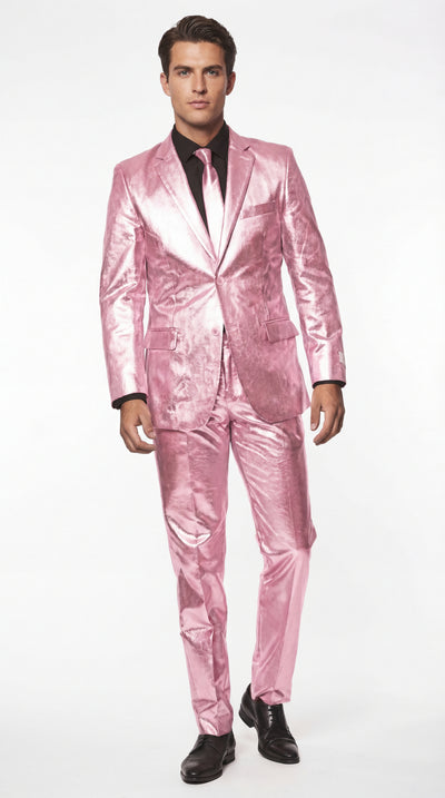 Shiny Metallic Party Pink Suit