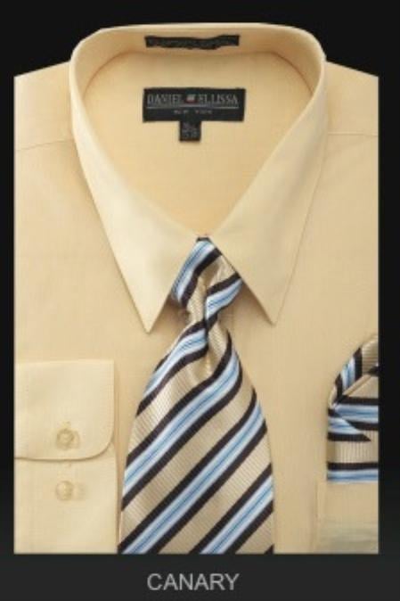 Affordable Clearance Cheap Mens Dress Shirt Sale Online Trendy - PREMIUM TIE - Canary Men's Dress Shirt