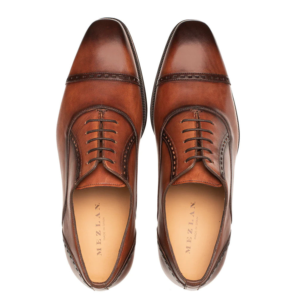 Amaro Cognac Leather Cap Toe by Mezlan