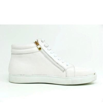 Carrucci High Top Side Zipper Leather Sneaker